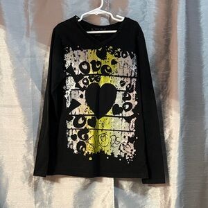 Total Girl Black Long Sleeve Shirt with Heart and Love Graphic